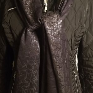 Calvin Klein Black Shimmering Logo Scarf Wrap
